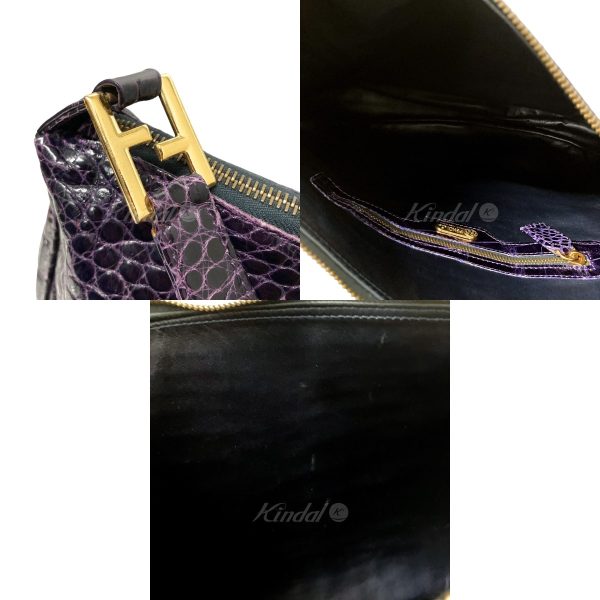 8018000950814 3 FENDI Crocodile One Shoulder Bag Purple