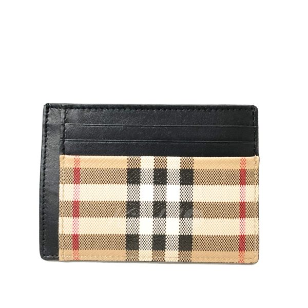 8018000958377 2 BURBERRY Check Card Case Beige