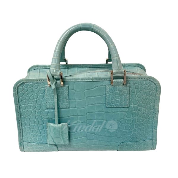 8018001083085 4 LOEWE Amazona 28 Crocodile Handbag Blue