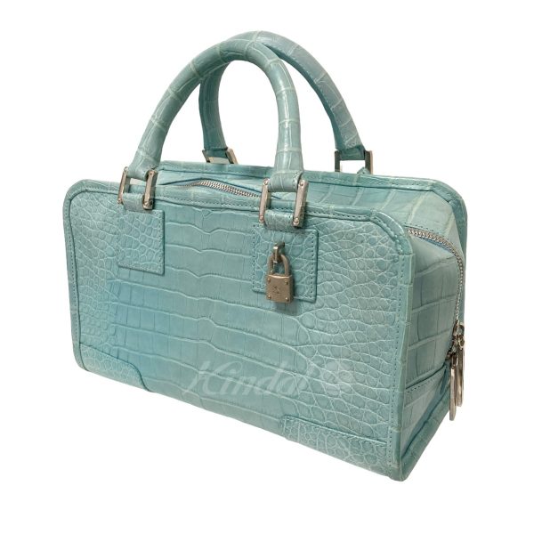 8018001083085 5 LOEWE Amazona 28 Crocodile Handbag Blue