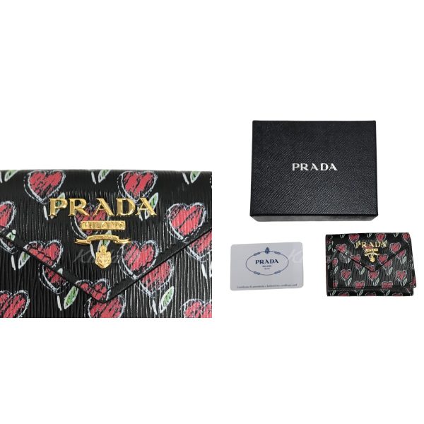 8033001465709 3 PRADA Wallet VITELLO MOVE LOVE Black