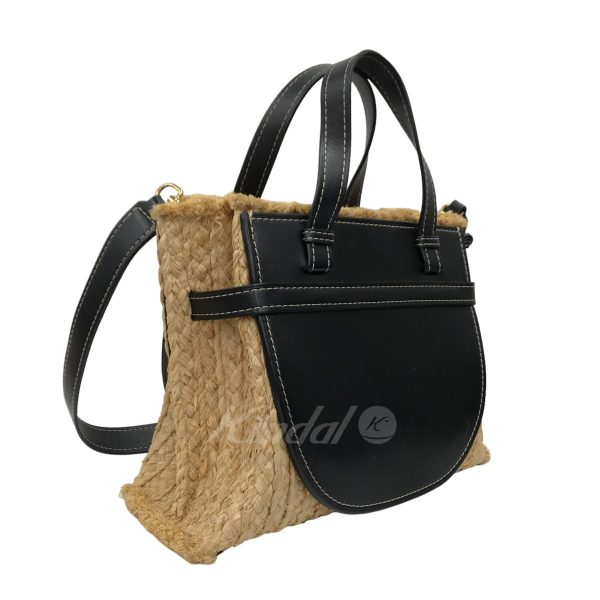 8033001598216 4 LOEWE Gate Top Handle Small Raffia 2WAY Bag Black