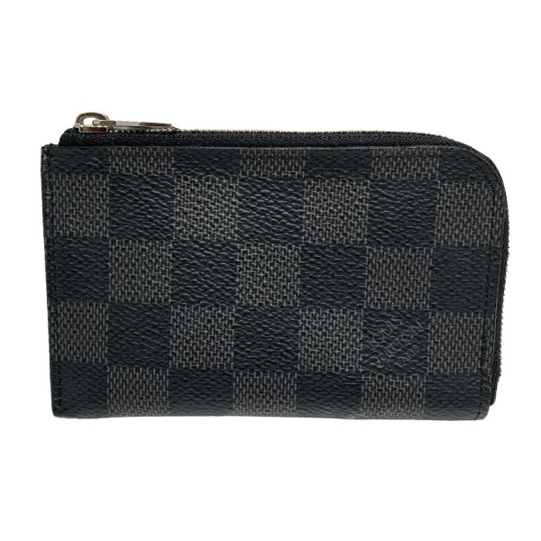 8039000772565 1 LOUIS VUITTON Damier Graphite Portomone Coin Case Black