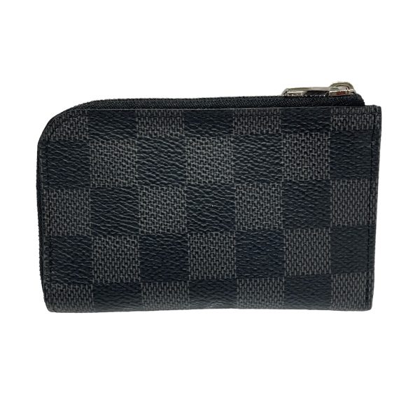 8039000772565 2 LOUIS VUITTON Damier Graphite Portomone Coin Case Black