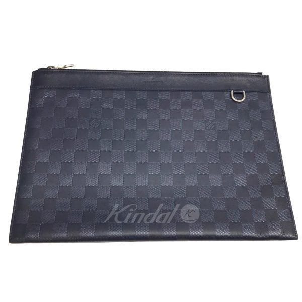 8042000394613 4 LOUIS VUITTON Infini Pochette Discovery GM Clutch Bag Blue