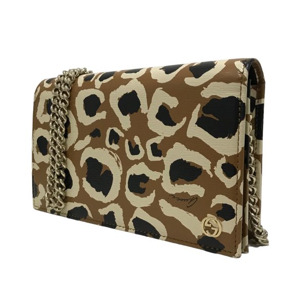 8042000432308 1 GUCCI Leopard Chain Wallet Beige