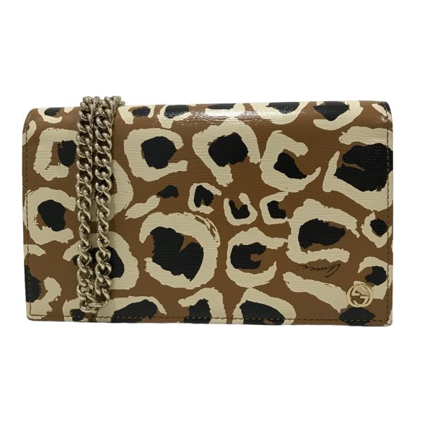 8042000432308 2 GUCCI Leopard Chain Wallet Beige