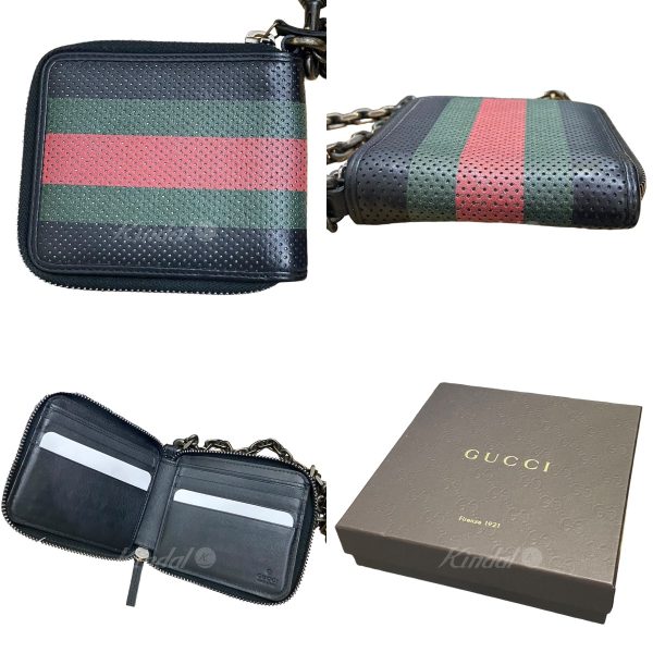 8045000808036 3 GUCCI Wallet webbing line chain black