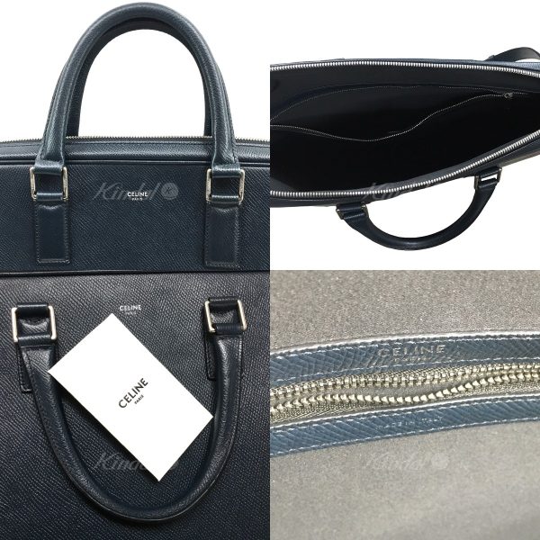 8056000173260 3 CELINE Hedi Slimane medium briefcase grained calfskin Blue