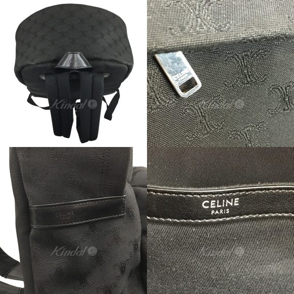 8056000175868 3 CELINE by Hedi Slimane Triomphe Jacquard Backpack Black