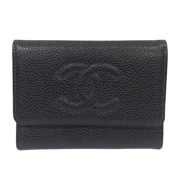 8077000531669 1 CHANEL Card Case Card Holder Caviar Skin Black