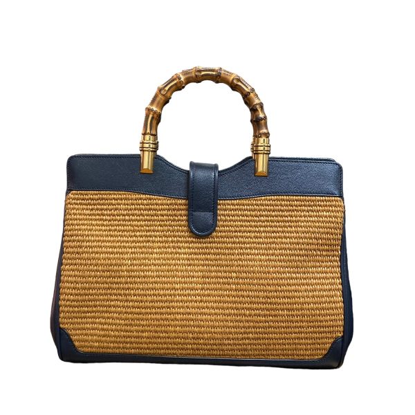 8078000305427 2 GUCCI bamboo handle bag Blue brown