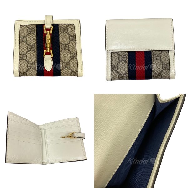 8080000379858 2 GUCCIGG Supreme Wallet Jackie 1961 Beige