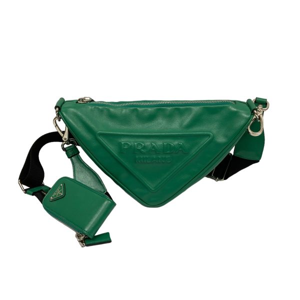 8080000428341 1 PRADA triangle shoulder bag green ONE SIZE