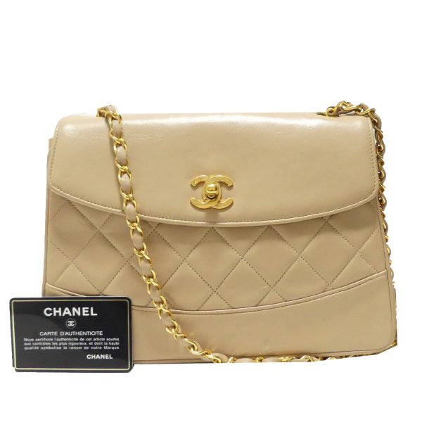 8081000056206 1 CHANEL Cocomark Matelasse Lambskin Turnlock Chain Bag Beige