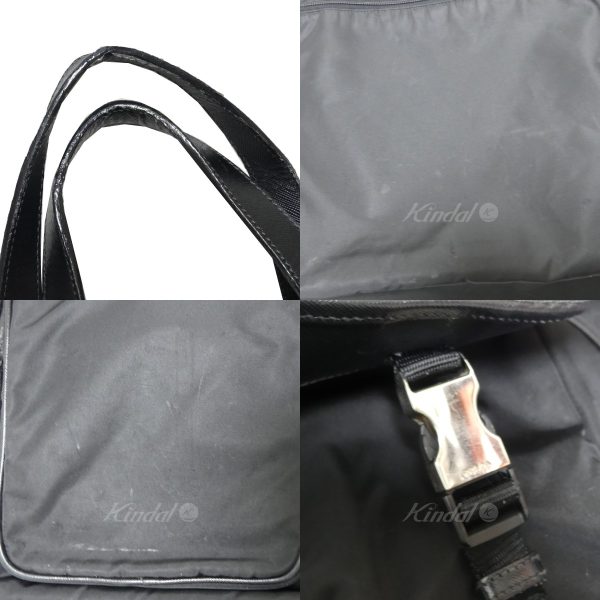 8081000056428 3 PRADA triangle plate nylon tote bag black