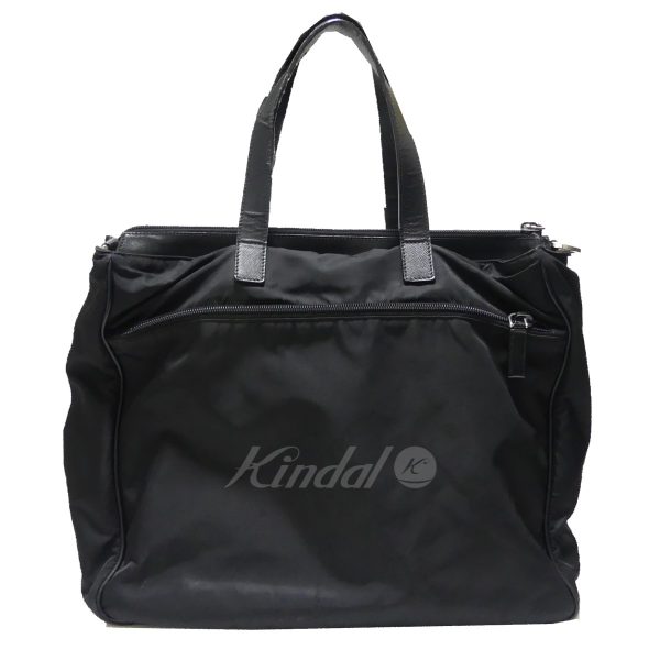 8081000056428 4 PRADA triangle plate nylon tote bag black