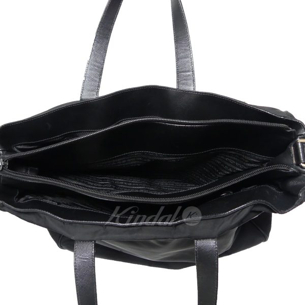 8081000056428 5 PRADA triangle plate nylon tote bag black