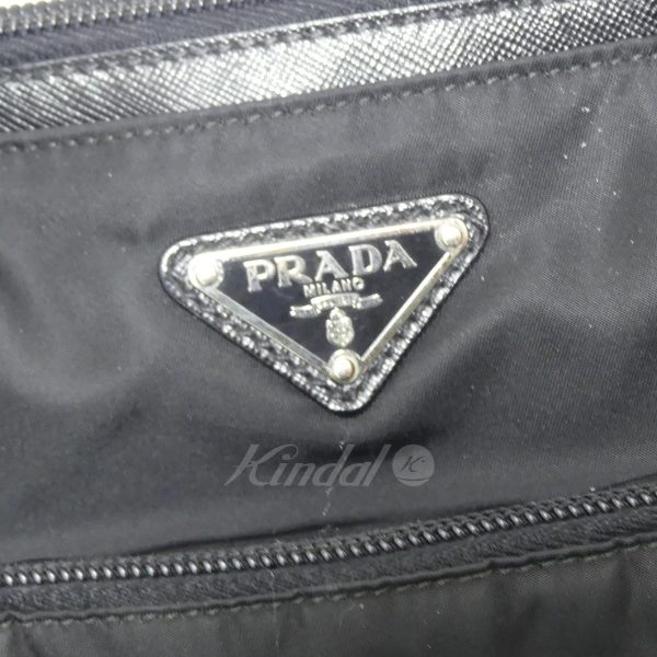 8081000056428 7 PRADA triangle plate nylon tote bag black