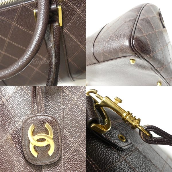 8081000056442 3 CHANEL Cocomark Caviar Skin Picolore 2WAY Shoulder Bag Brown