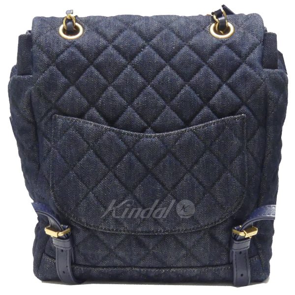 8081000062863 4 CHANEL Cocomark Denim Chain Rucksack Backpack Indigo