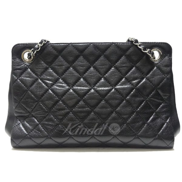 8081000062887 4 CHANEL Cocomark Matelasse Caviar Skin Chain Tote Bag Black