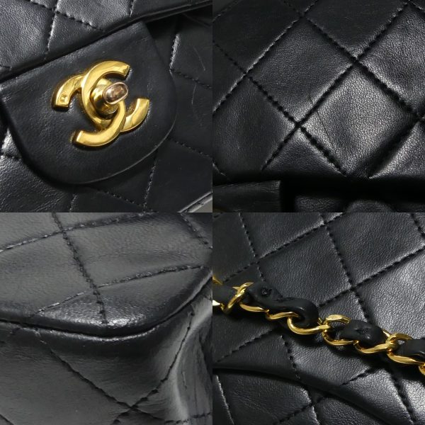 8081000067370 3 CHANEL Matelasse 23 Lambskin Double Flap Double Chain Shoulder Bag Black