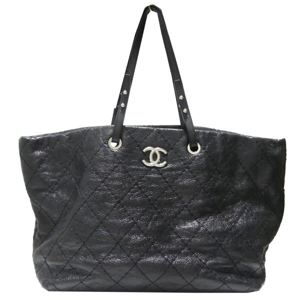 8081000071049 1 CHANEL CocoMark On the Road Quilted Tote Shoulder Bag Black