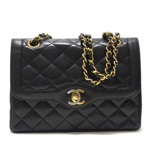 8081000074255 1 CHANEL Matelasse 20 Double Flap Lambskin Chain Shoulder Bag Black