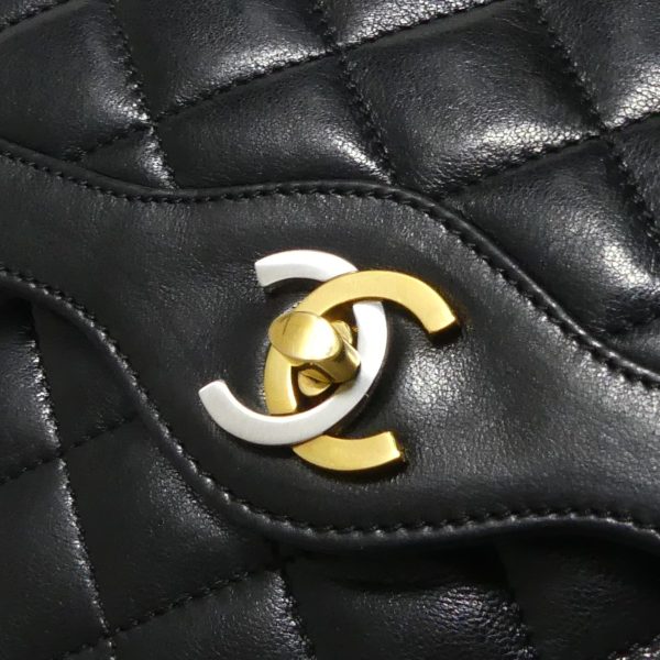 8081000074255 15 CHANEL Matelasse 20 Double Flap Lambskin Chain Shoulder Bag Black