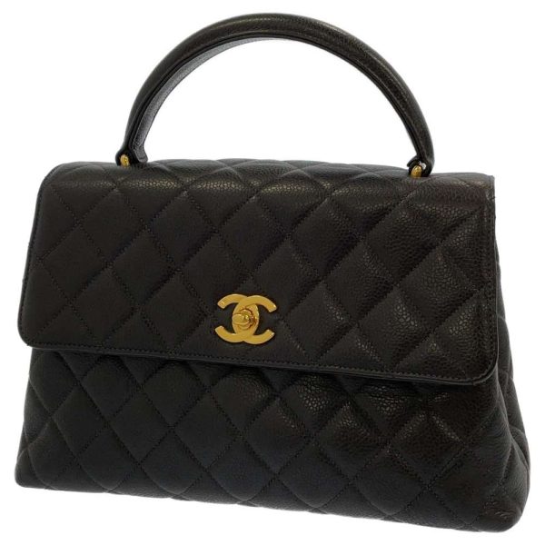 8863348 01 Chanel Handbag Matelasse Caviar Skin Top Handle Black