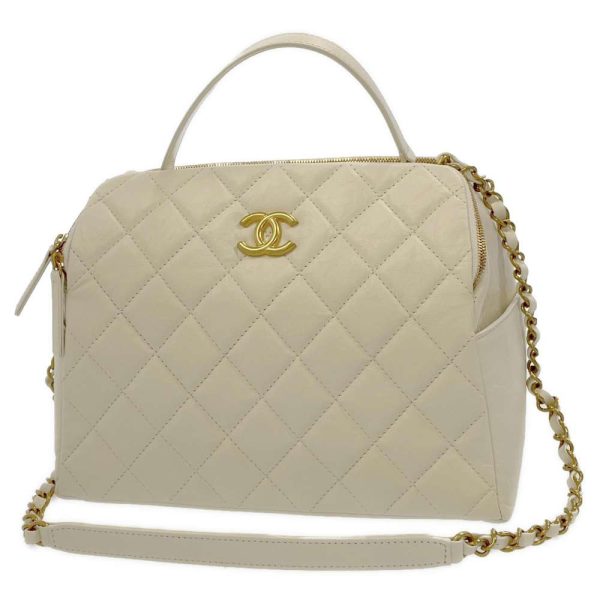 8906427 01 CHANEL Bag Large Bowling Matelasse Coco Mark White