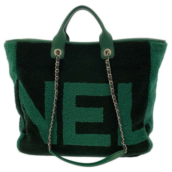 8976994 03 CHANEL Tote Bag Deauville Line Mouton 2way Shoulder Bag Green