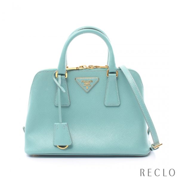 900425 PRADA SAFFIANO handbag turquoise blue 2WAY