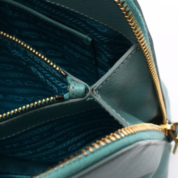 900425 7 PRADA SAFFIANO handbag turquoise blue 2WAY