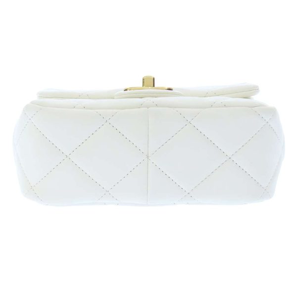 9163782 04 Chanel Chain Shoulder Bag Matelasse Coco Mark Calfskin White