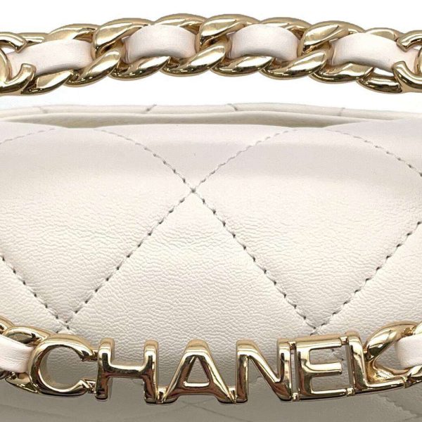 9163782 09 Chanel Chain Shoulder Bag Matelasse Coco Mark Calfskin White