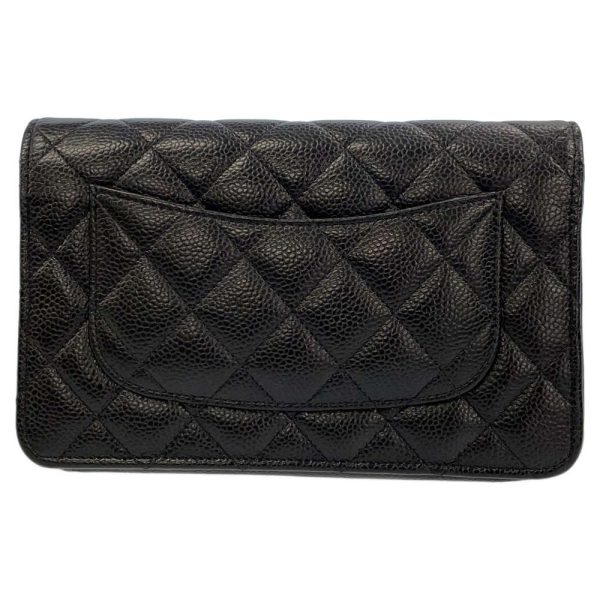 9163935 03 CHANEL Chain Wallet Matelasse Coco Mark Caviar Skin Black