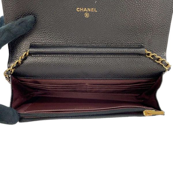 9163935 07 CHANEL Chain Wallet Matelasse Coco Mark Caviar Skin Black