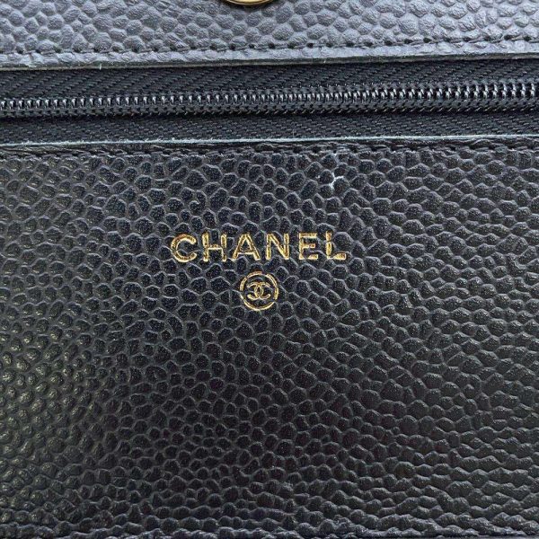 9163935 14 CHANEL Chain Wallet Matelasse Coco Mark Caviar Skin Black