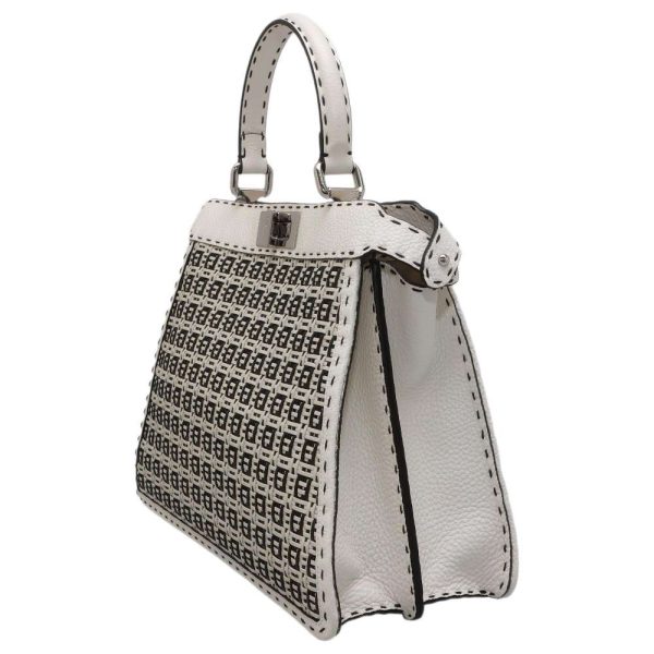 9179752 02 Fendi Peekaboo Ic You Selleria Handbag 2way Shoulder Bag White Black