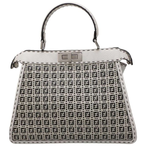 9179752 03 Fendi Peekaboo Ic You Selleria Handbag 2way Shoulder Bag White Black