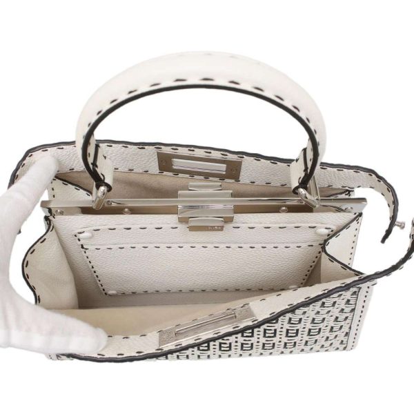 9179752 07 Fendi Peekaboo Ic You Selleria Handbag 2way Shoulder Bag White Black