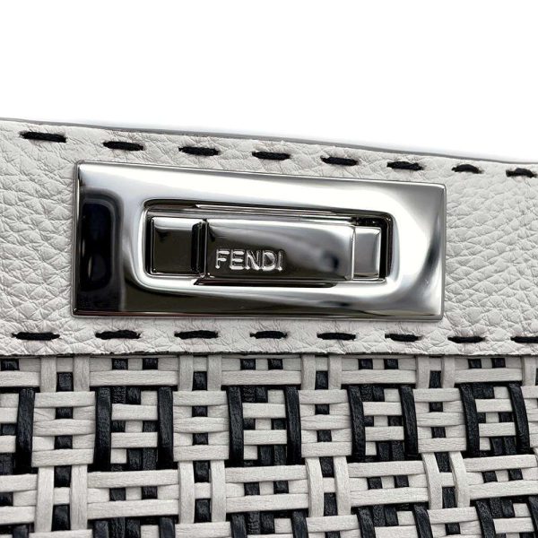 9179752 12 Fendi Peekaboo Ic You Selleria Handbag 2way Shoulder Bag White Black