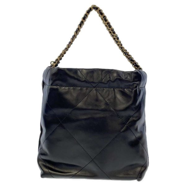 9205048 03 CHANEL 22 Matelasse Shiny Calf 2way Shoulder Bag Black