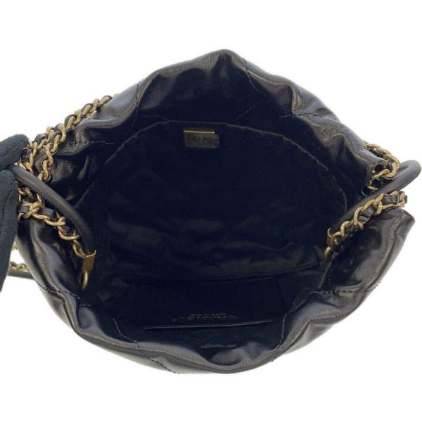 9205048 07 CHANEL 22 Matelasse Shiny Calf 2way Shoulder Bag Black