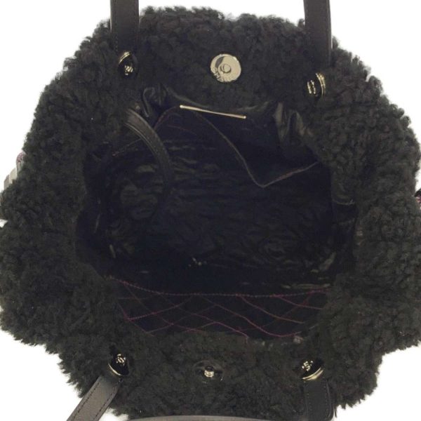 9252097 07 CHANEL Tote Bag CocoMark Coconage Tweed Mouton Bag Drawstring Bag Black