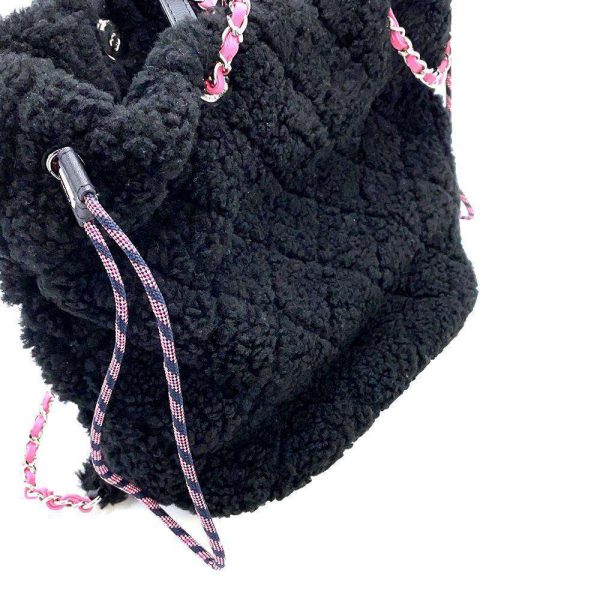 9252097 08 CHANEL Tote Bag CocoMark Coconage Tweed Mouton Bag Drawstring Bag Black