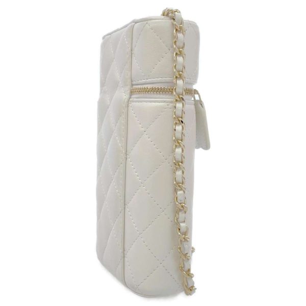 9254367 02 Chanel Chain Shoulder Bag Vanity Phone Case Lambskin White