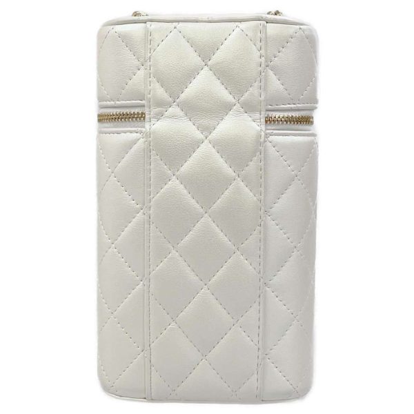 9254367 03 Chanel Chain Shoulder Bag Vanity Phone Case Lambskin White